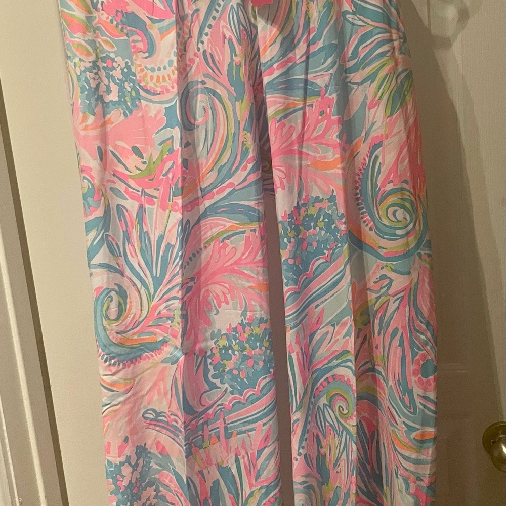NWT Lily Pulitzer XL Wide Leg Pants Carnivale Coral design